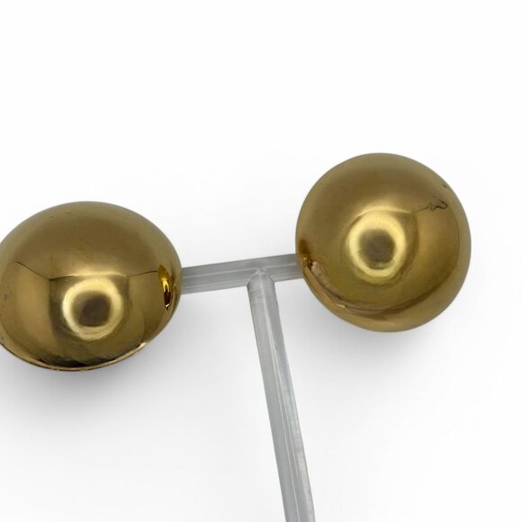 Vintage MONET Large Round Gold-Tone Clip-On Earrings1&1/4 Inch Mirror Shine - Picture 4 of 8